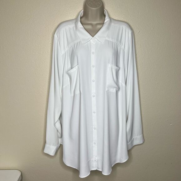Torrid Madison Georgette Button Up Long Sleeve White Sheer Shirt Women Size 4X - Picture 16 of 16